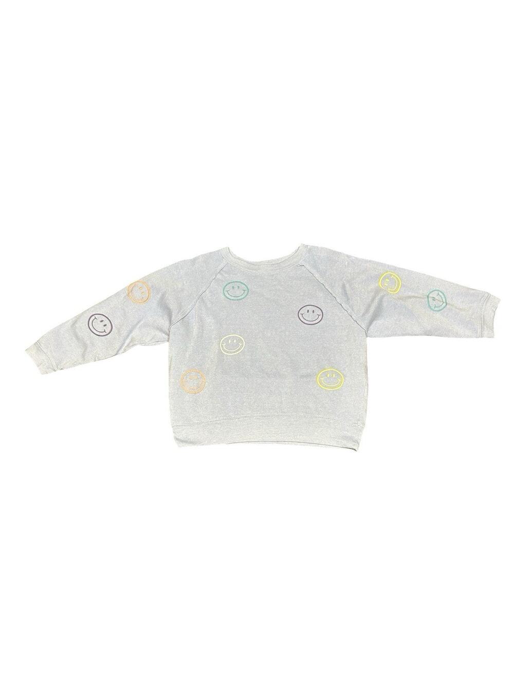 Vintage Havana Girls XL Blue Smiley Face Crewneck Sweatshirt